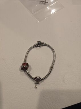 Pandora Silver Charm Bracelet with Red Accents